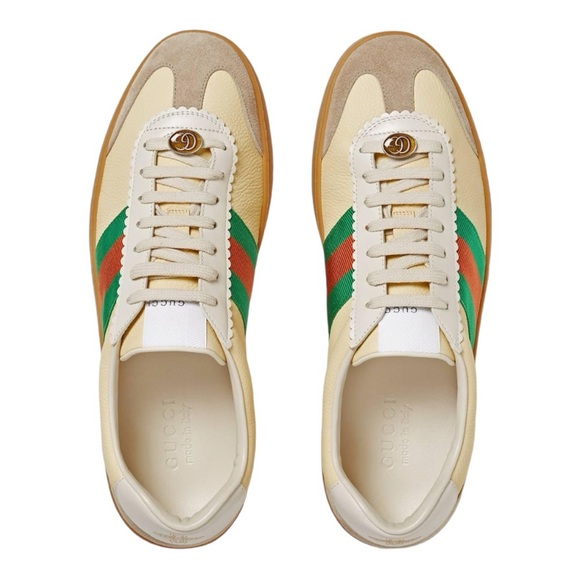 Gucci Tricolor Leather and Suede G74 Sneakers Size 38+, 8.5, includes box - Picture 2 of 10